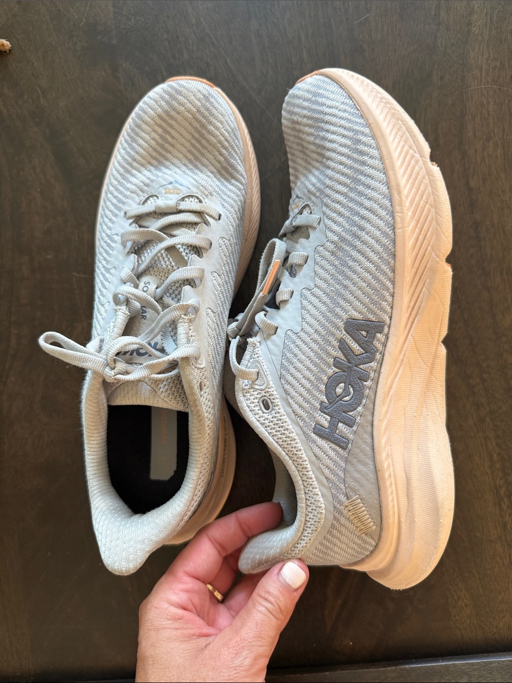 Hoka Women's Light Gray Athletic Running Sneakers